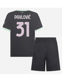 Billige AC Milan Strahinja Pavlovic #31 Tredjedraktsett Barn 2024-25 Kortermet (+ Korte bukser)